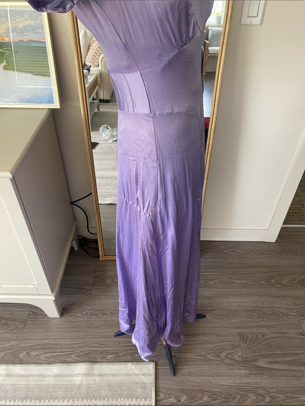 Vintage 1940s Purple Puff-Sleeve Midi Dress - Picture 8 of 16